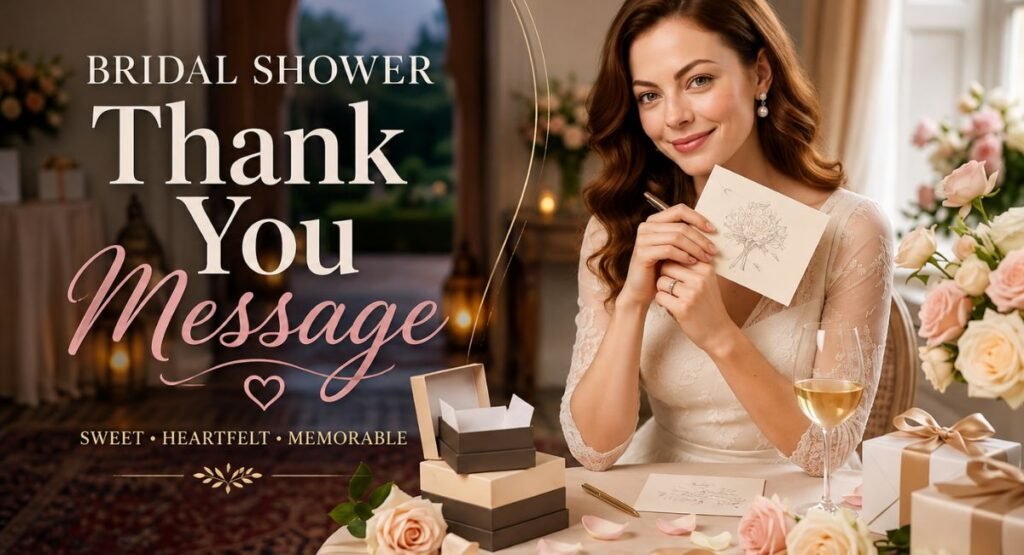 British bride writing a heartfelt message on a beautiful thank-you card