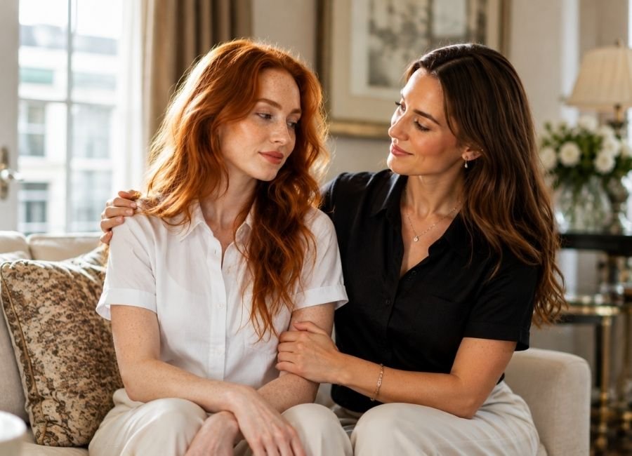 Friends offering comfort and support during a difficult time