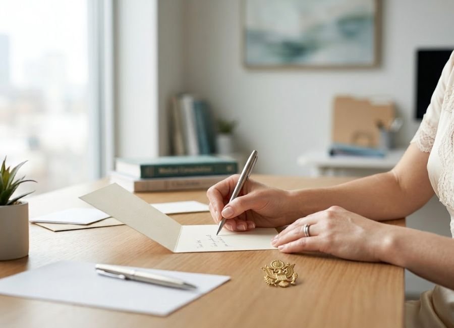 Writing a personal thank-you note to a doctor