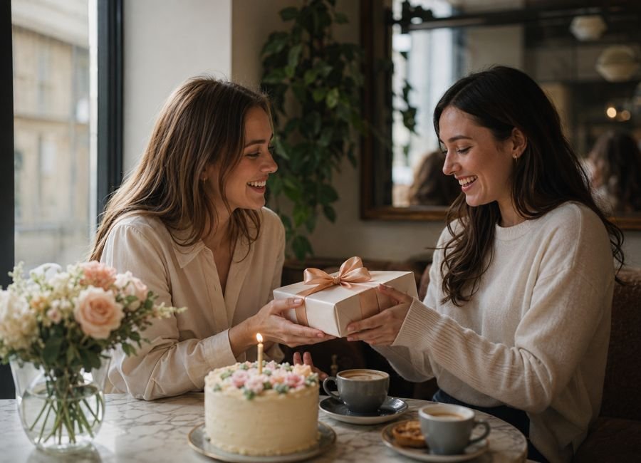 Friends sharing happy birthday wishes