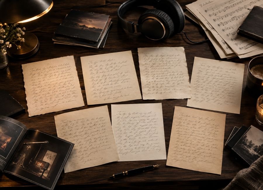 Seven album acknowledgement pages representing BTS members Thanks To messages