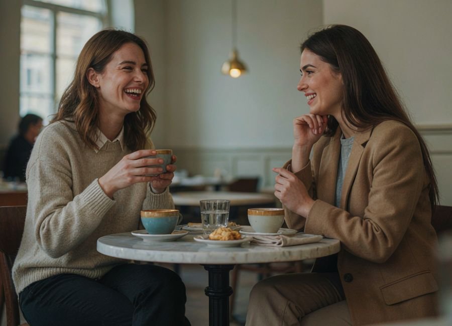 Best friends laughing together over a funny moment