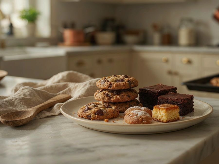 Homemade cookies and baked sweets prepared as a thoughtful gift