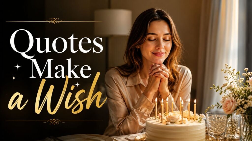 British woman making a wish beside a birthday cake with candles