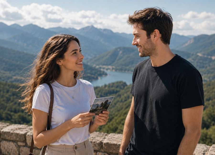 Woman thanking a friend after a memorable journey