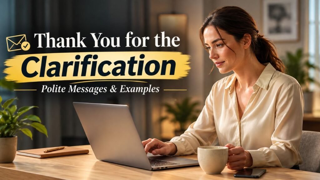 Thank you for the clarification message in a professional conversation