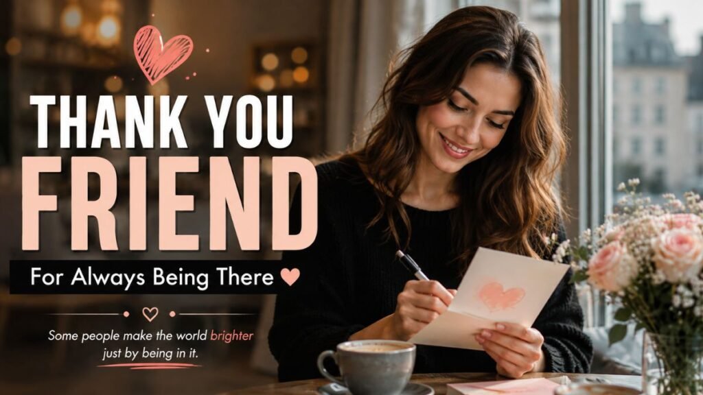 British woman writing a heartfelt thank-you note for a friend