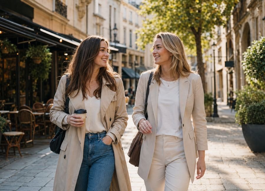 Two friends enjoying a memorable day together in Europe